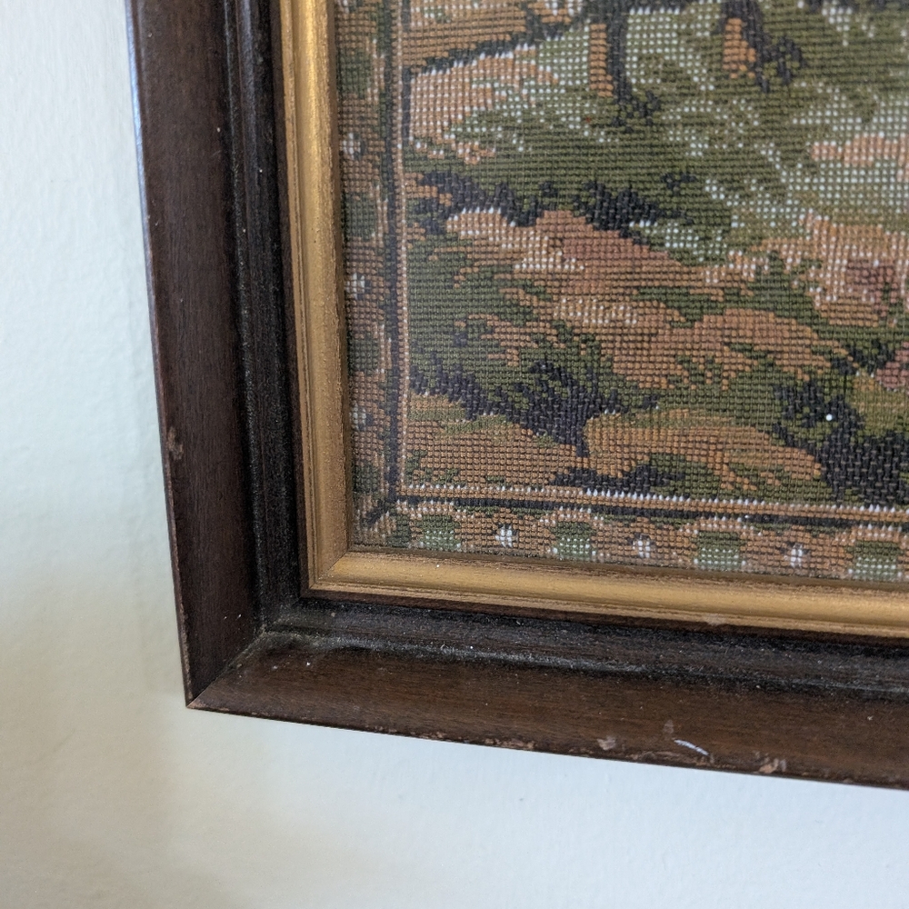 Beautifully Framed Tapestry French Or Victorian Style Antique Vintage Farmhouse - Picture 11 of 17